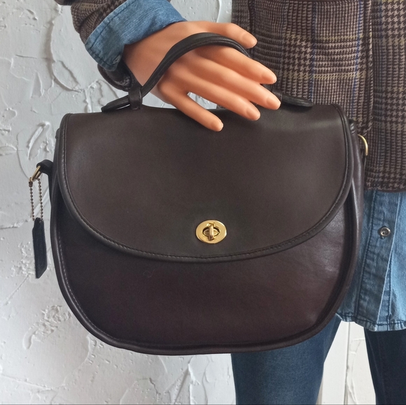 Coach Large Plaza Bag, Pre-1994, Mahogany Brown, Late 1980's - Picture 3 of 16